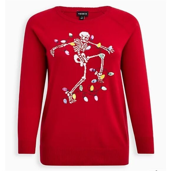 Torrid 0 Large Skeleton lights holiday sweater New - Picture 1 of 4